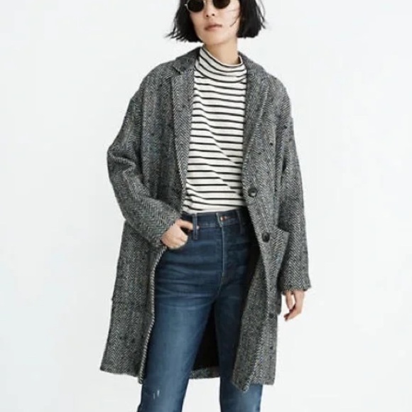 Madewell Jackets & Blazers - Madewell Flecked Herringbone Tweed Elmcourt Car Coat